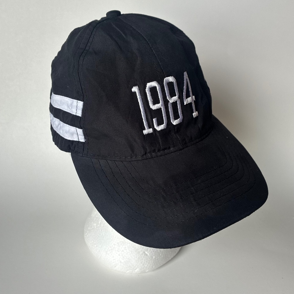 1984 Black Whit0e Blokecore Cap Adjustable Reflective Stripe Hat Gorpcore 90s 80